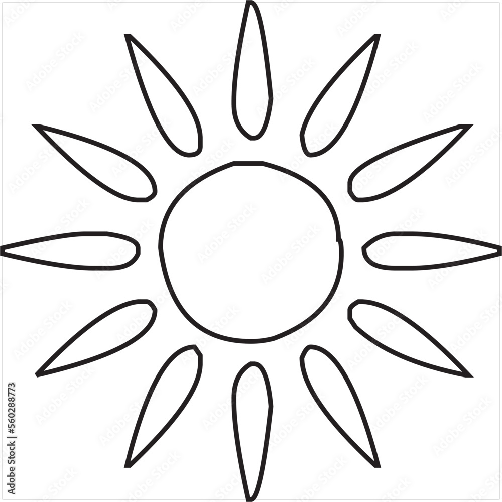 Vector, Image of sun light icon, black and white in color, with transparent background