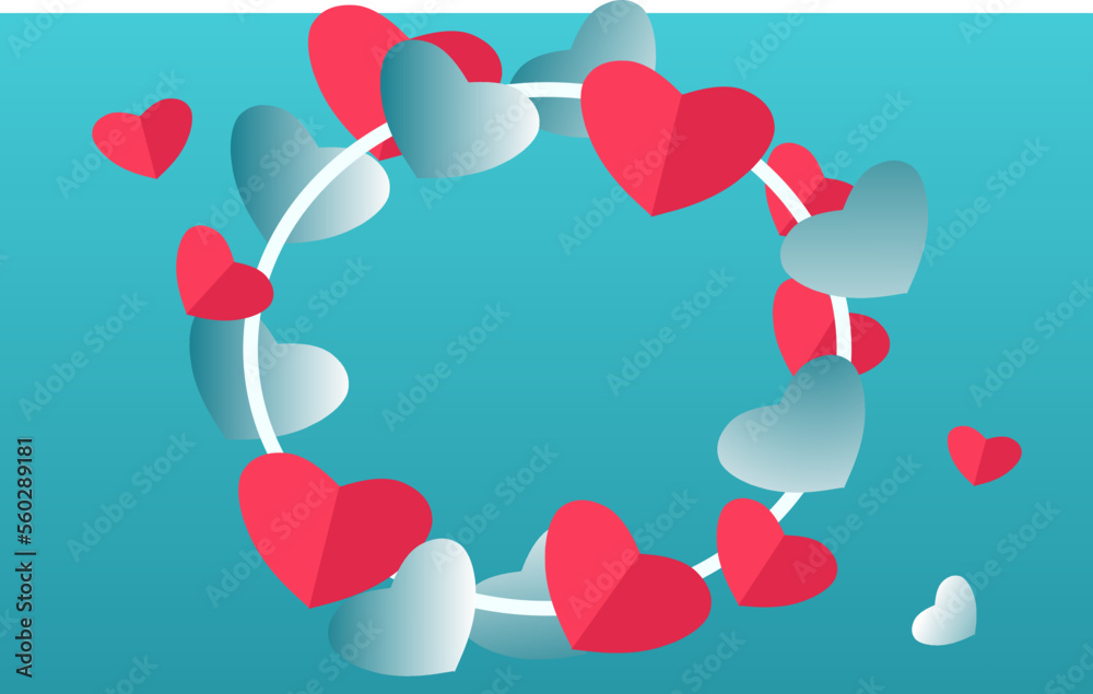 Valentine's Day background. happy Valentine's day background design with romantic heart shape elements. Space for text. suitable for greeting cards, banners, posters etc