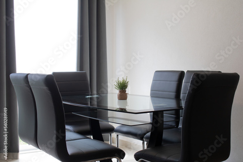 modern office and dining room interior