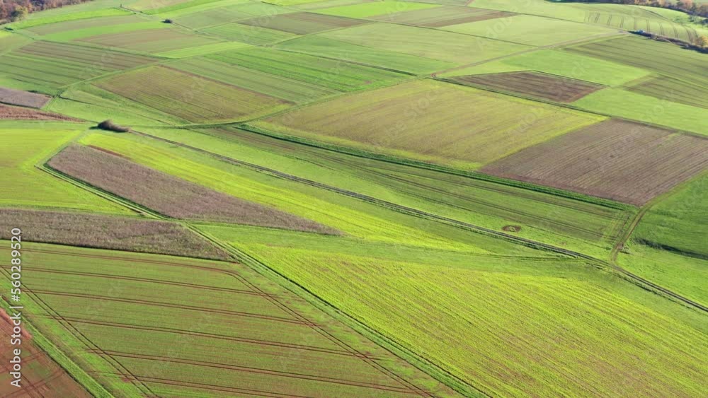 a lush farming countryside from above 4k 30fps video