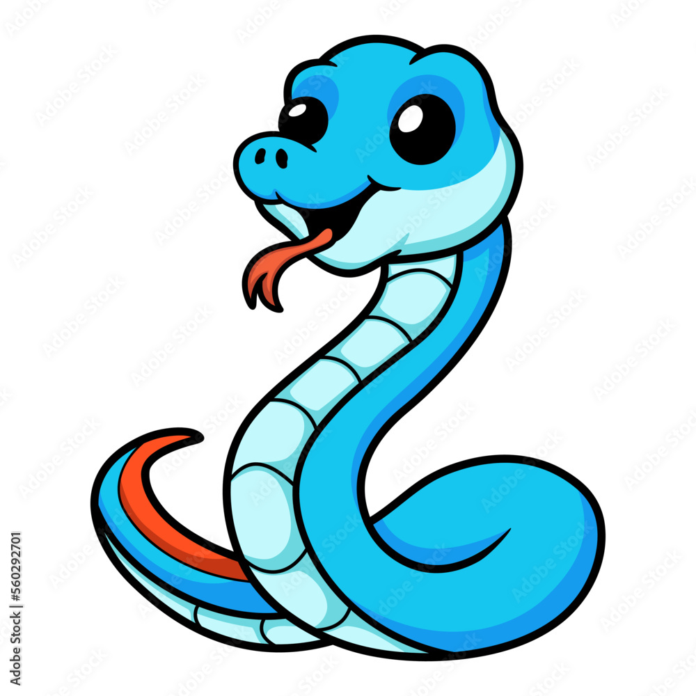 Fototapeta premium Cute blue snake viper cartoon