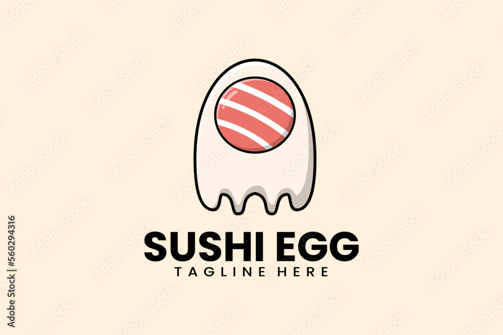 Flat modern template mister sushi egg logo concept vector illustration