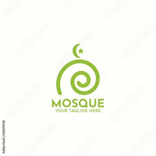 Mosque logo in the shape of a conch shell from lines.