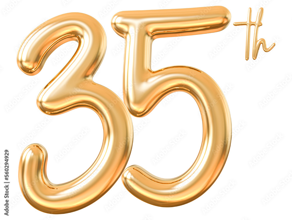 Anniversary 35th 3d gold number with generative AI Anniversary 35th 3d gold number with generative AI