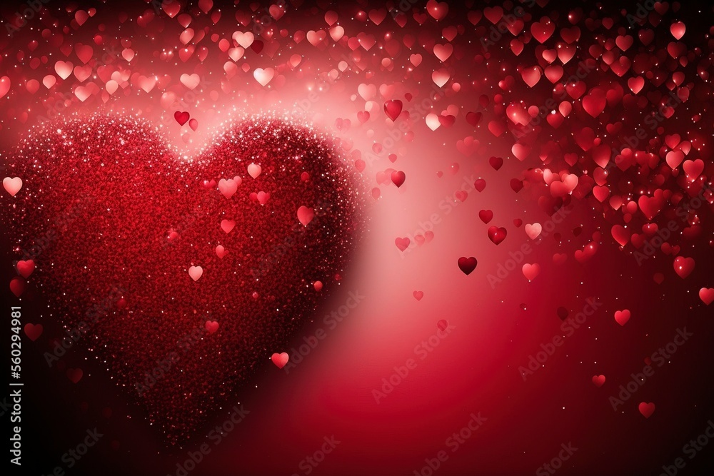 Valentine's Day Card Abstract Blur Red Glitter Background - Generated AI Valentine's Day Card Abstract Blur Red Glitter Background - Generated AI