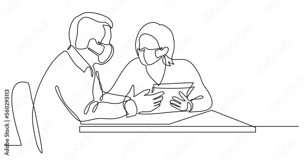 senior man and woman having conversation together wearing face mask - PNG image with transparent background