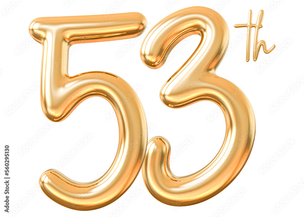 Anniversary 53th 3d gold number with generative AI Anniversary 53th 3d gold number with generative AI