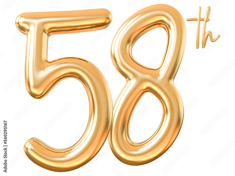 Anniversary 58th 3d gold number with generative AI Anniversary 58th 3d gold number with generative AI