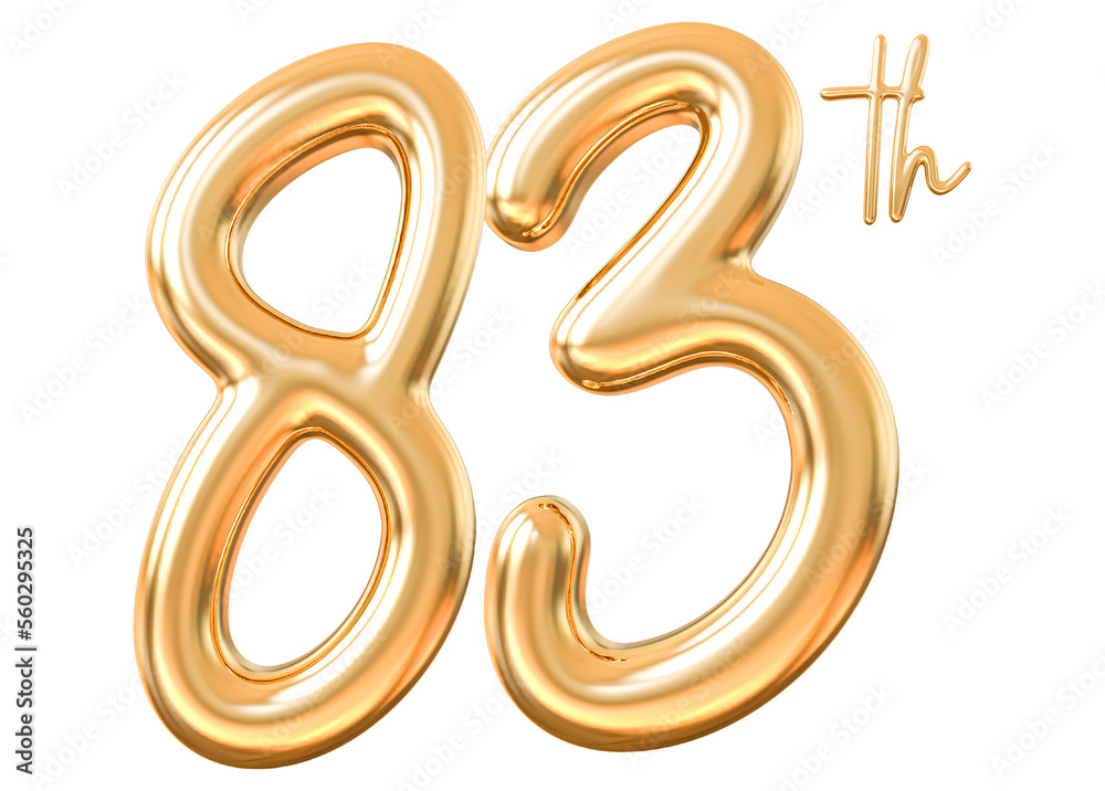 Anniversary 83th 3d gold number with generative AI Anniversary 83th 3d gold number with generative AI