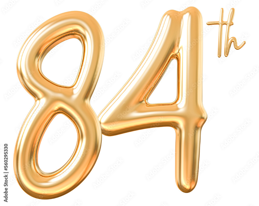 Anniversary 84th 3d gold number with generative AI Anniversary 84th 3d gold number with generative AI