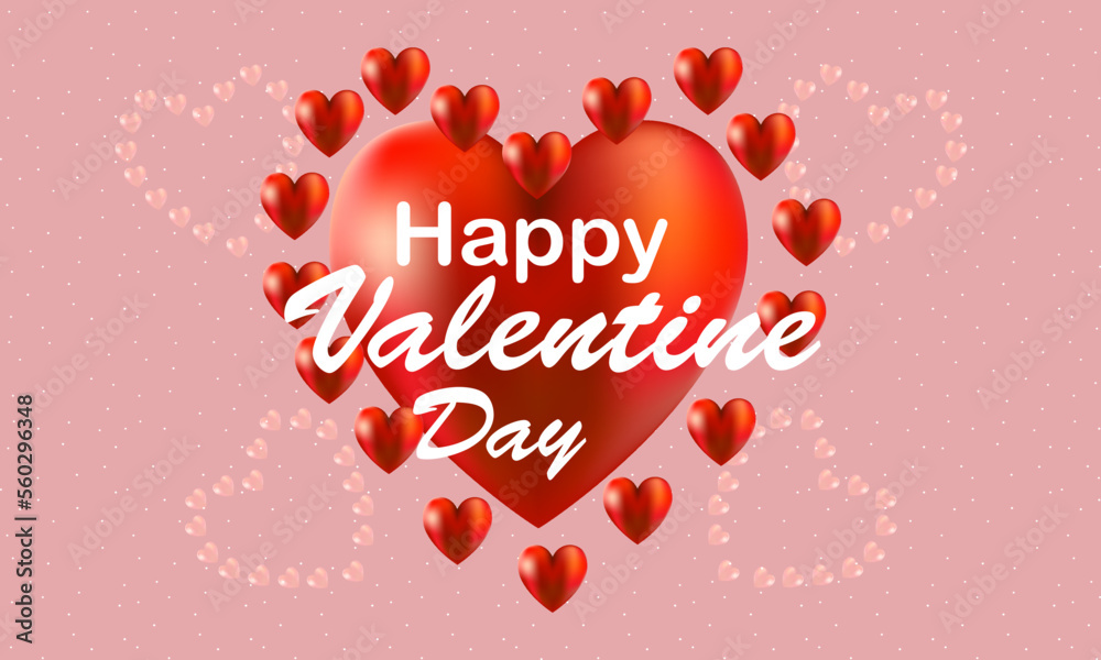 happy valentine day, love and real heart, suitable for banners, backgrounds, websites, apps etc