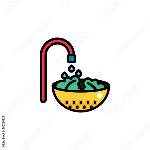 Cleaning and Washing process, cooking filled outline icons. Vector illustration. Editable stroke. Isolated icon suitable for web, infographics, interface and apps.