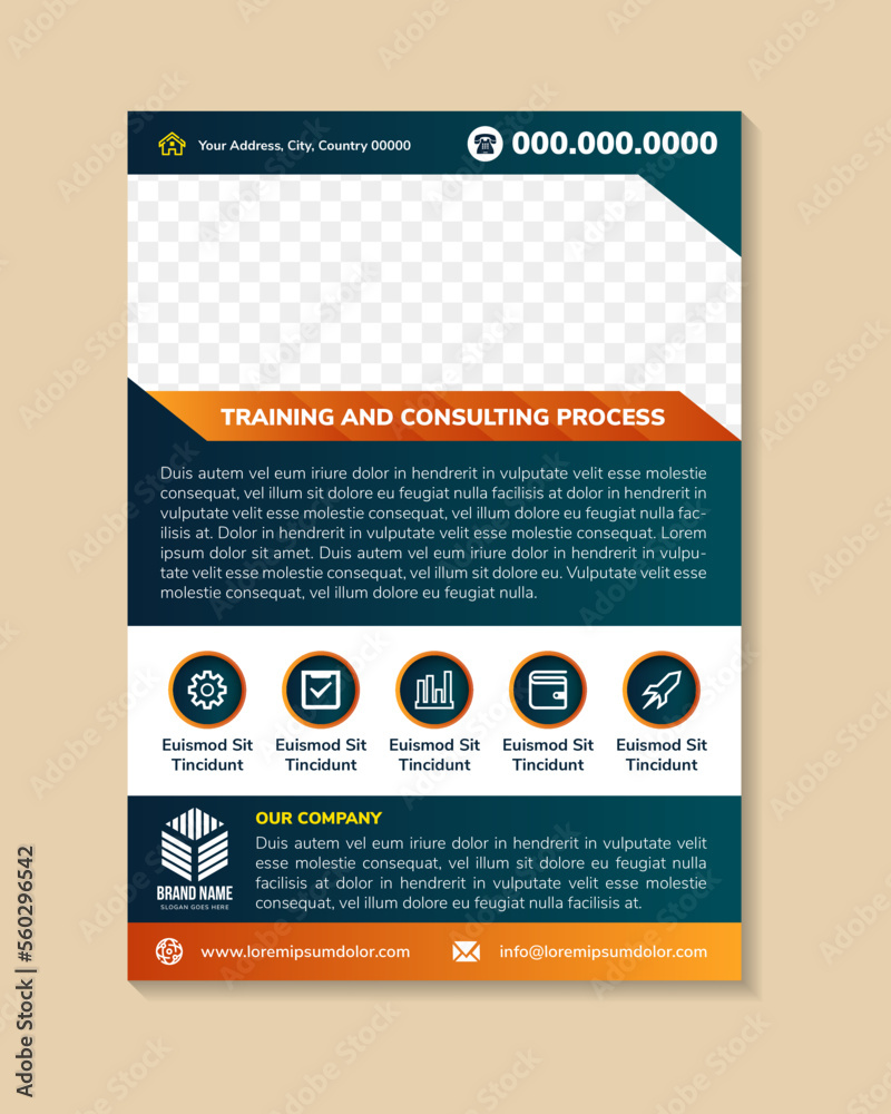 training and counsulting process flyer design template in geometric ...
