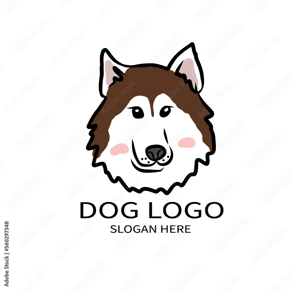 Naklejka premium Siberian Husky dog logo cartoon vector illustration
