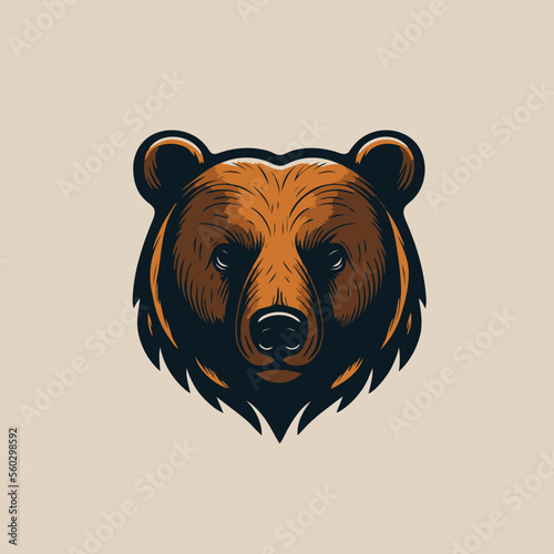 grizzly bear head logo symbol design template, emblem, sport logo