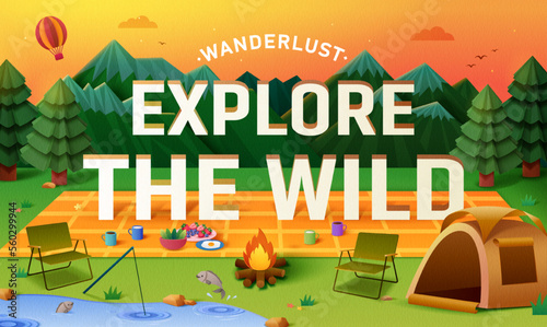 Camping theme typographic poster