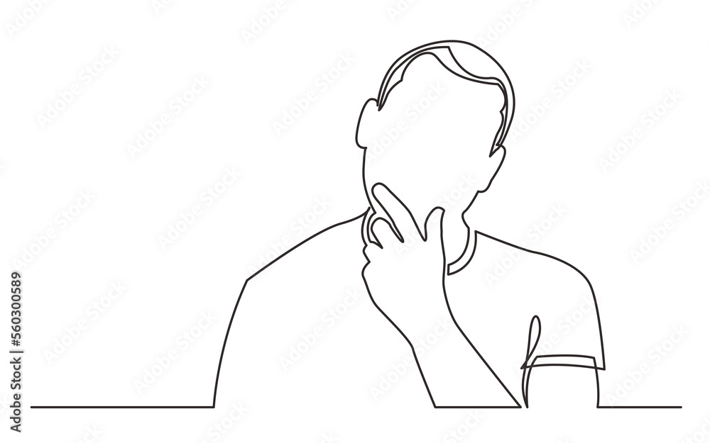 continuous line drawing man analyzing - PNG image with transparent background