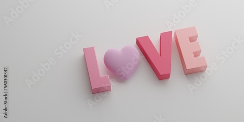 3D rendering. 3d pink love text on background. Valentine concept © sticker2you