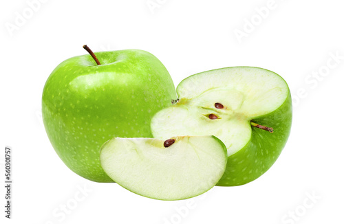 half green apple on transparent png