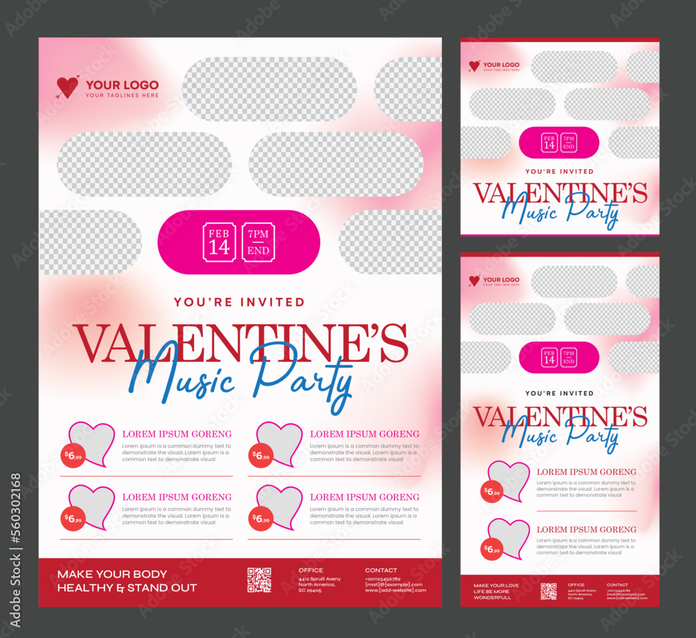 Pink Templates for Valentines Day Party Promotional Template Bundle - Story, Feed, Print templates - Perfect to successful campaigns