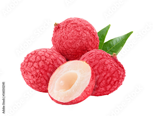 lychee tropical fruit with leaves on transparent png