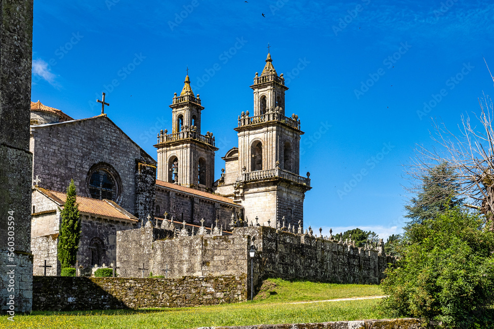 Courtyard of the monastery of Oseira at Ourense, Galicia, Spain. Monasterio de Santa Maria la Real de Oseira