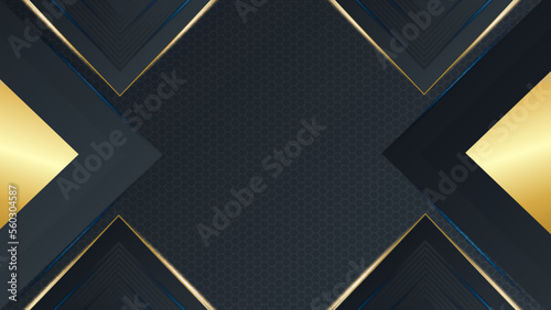 Modern abstract black and gold background vector. Elegant concept design with golden line.