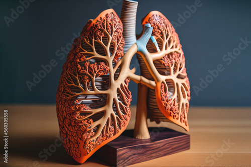 Anatomical modern illustration of the human lung. Generative ai photo