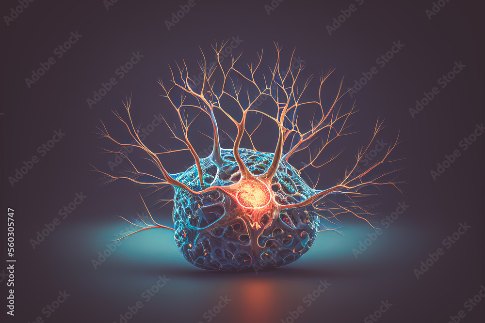 Futuristic illustration of a neuron cell. Generative ai Stock ...