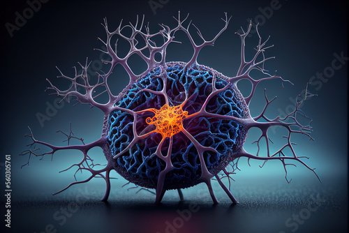 Futuristic illustration of a neuron cell. Generative ai