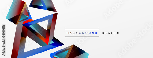 3d triangle abstract background. Basic shape technology or business concept composition. Trendy techno business template for wallpaper, banner, background or landing