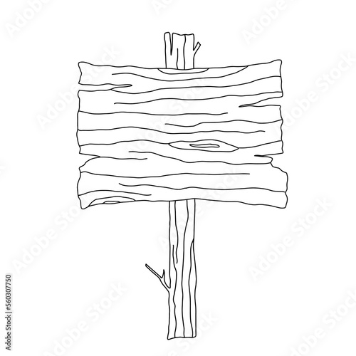 Wooden panel with texture on tree. Vector monochrome illustration isolated on white.