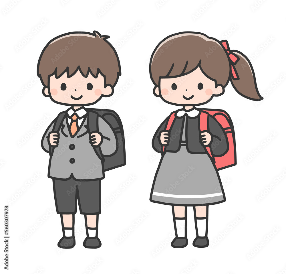 入学式の男の子と女の子