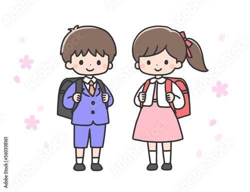 入学式の男の子と女の子