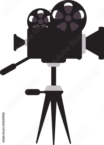 Movie camera on white background