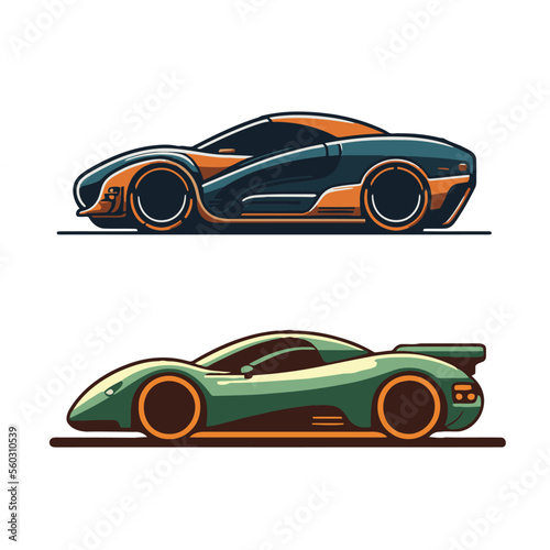 sport car logo icon flat vector design template side view