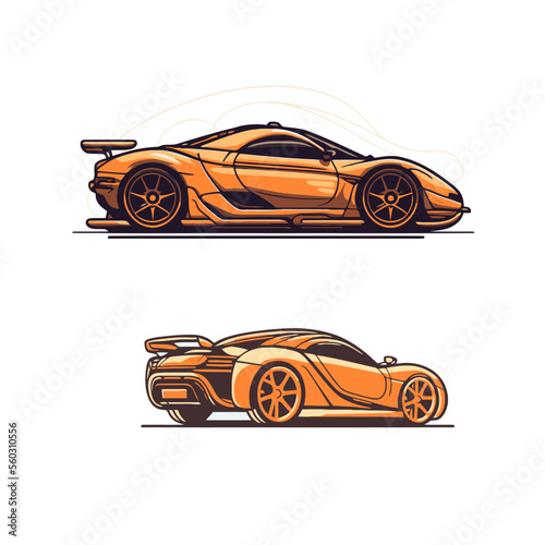sport car logo icon flat vector design template side view