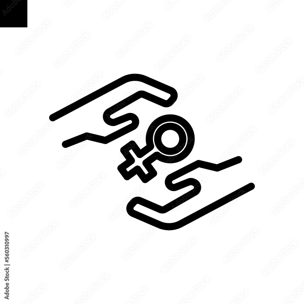save and care woman icon line style vector save and care woman icon line style vector