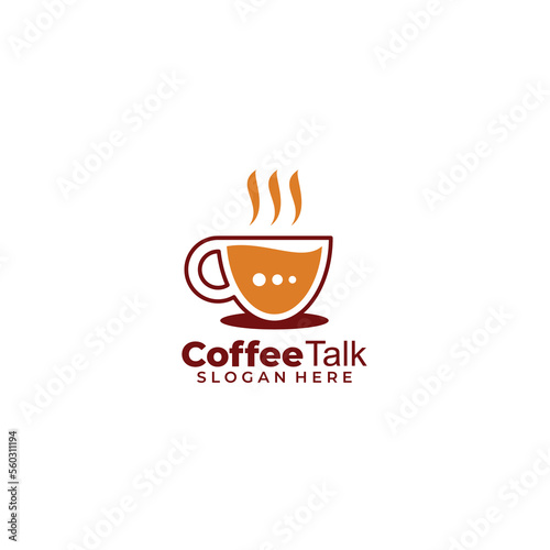 coffee message logo design vector