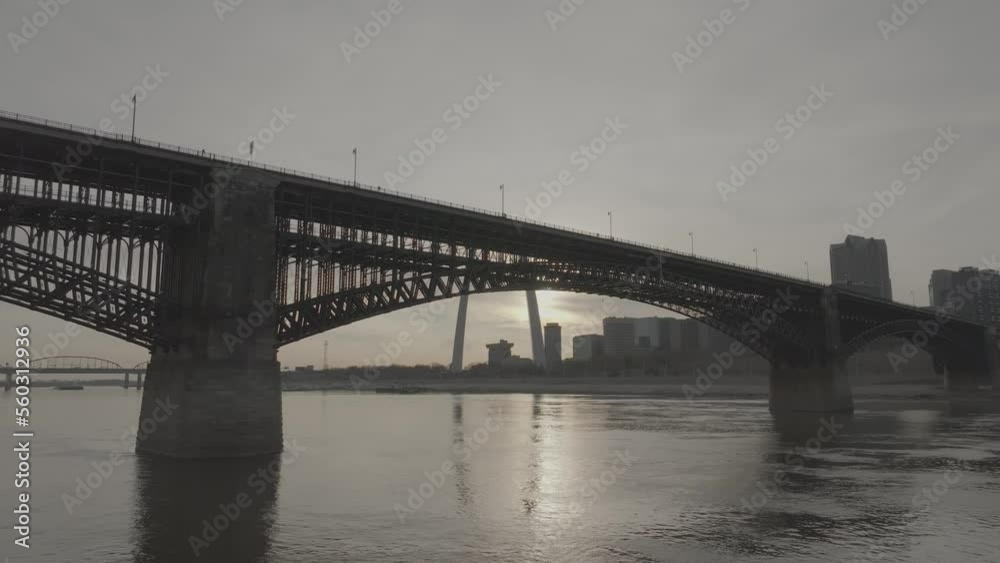 Sunset in Saint Louis of the Arch under a bridge Sunset in Saint Louis of the Arch under a bridge