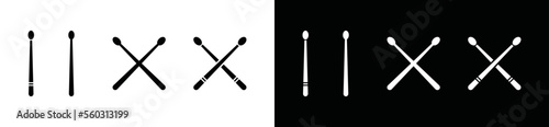 Drumsticks icon vector. Cross drumsticks icon symbol. Drum beater sign, symbol illustration