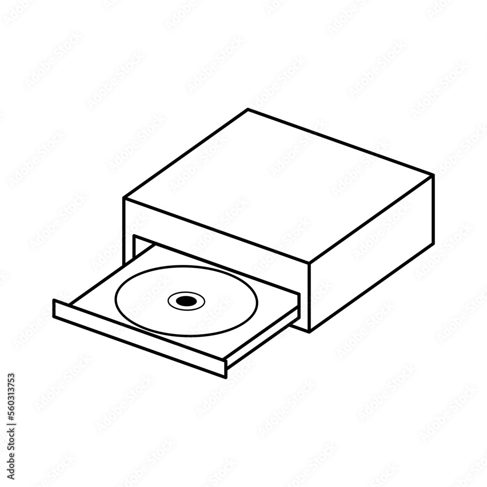 CD Rom Outline Vector Icon Illustration CD Rom Outline Vector Icon Illustration