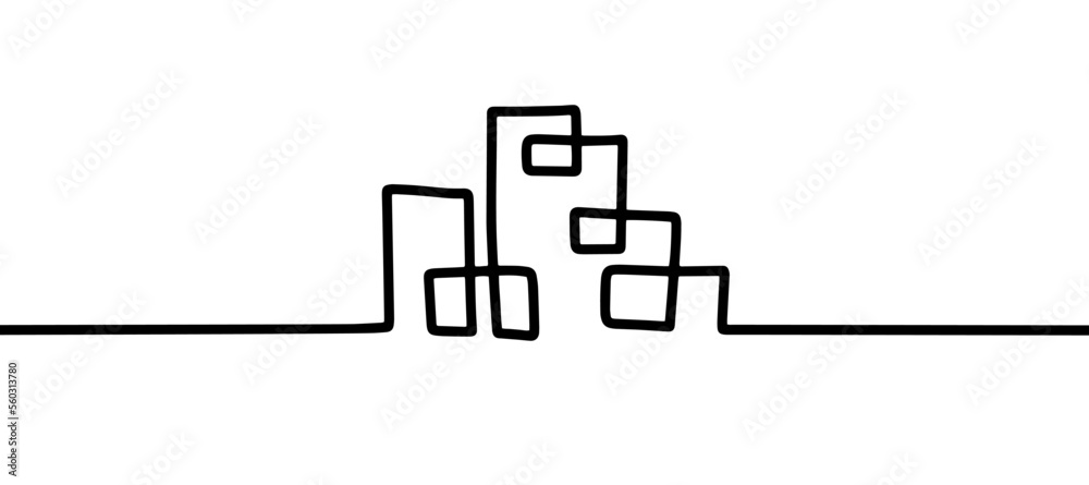 Abstract city building continuous line drawing art banner background design vector. Abstract city building continuous line drawing art banner background design vector.