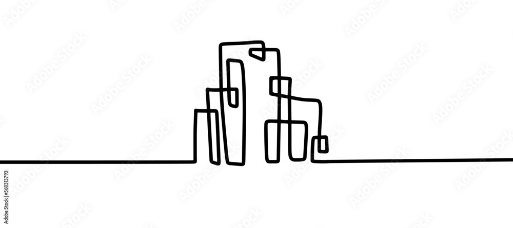 City district continuous line drawing art banner background design vector. 