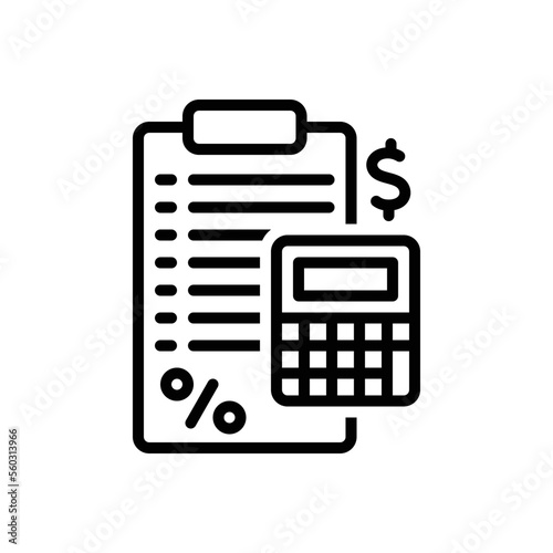 Black line icon for calculations