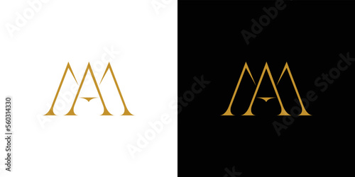 The initials logo letter AM is elegant and luxurious design