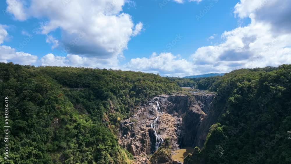 Aerial captures the dry season trickle and scale of Queensland Barron Falls Aerial captures the dry season trickle and scale of Queensland Barron Falls