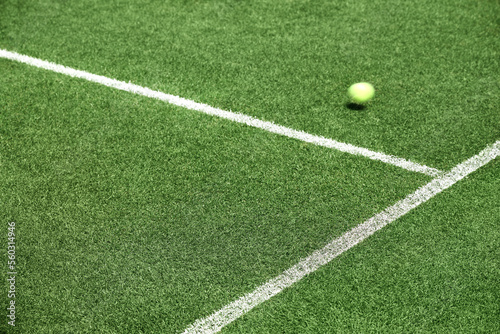 White lines on a grass tennis court © joescarnici