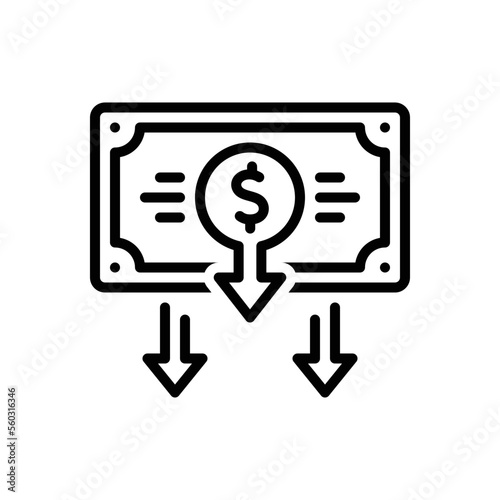 Black line icon for less