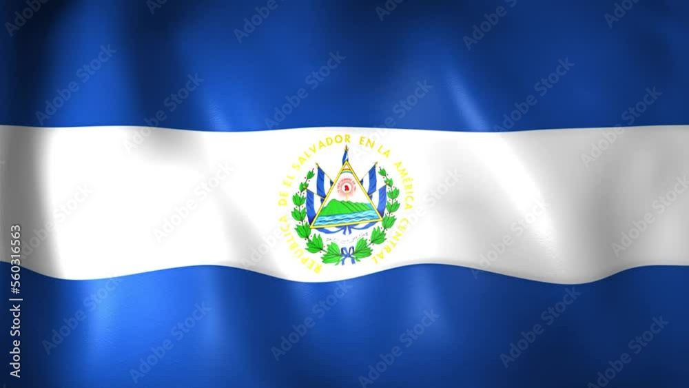 Animation of the Salvadoran flag. 4K. El Salvador flag flying, Republic of El Salvador flag render animation Animation of the Salvadoran flag. 4K. El Salvador flag flying, Republic of El Salvador flag render animation